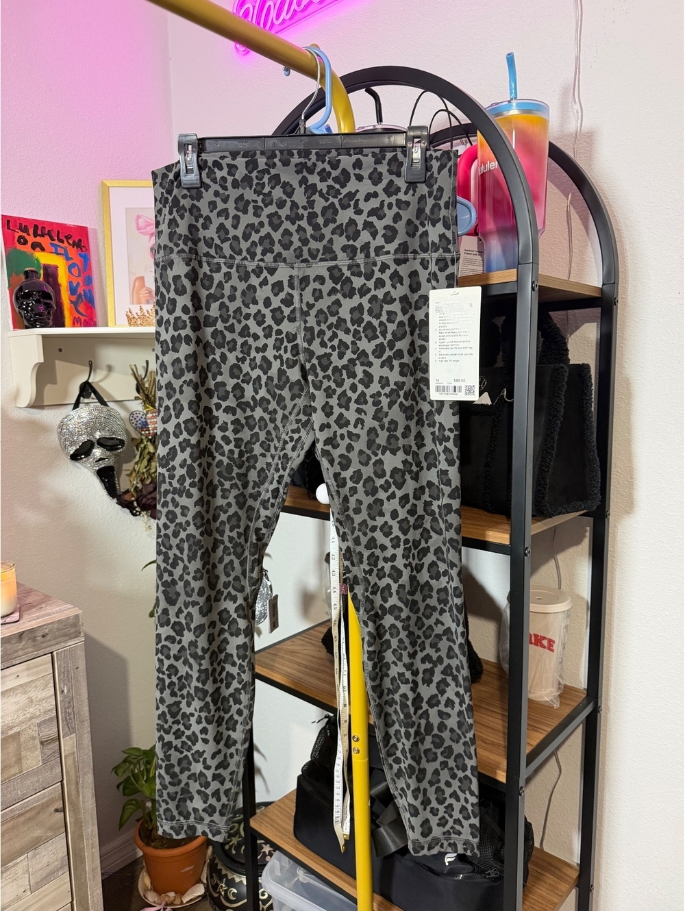 RARE Lululemon Align HR Pant 28" Grey & Black Leopard Print Leggings - Size 14